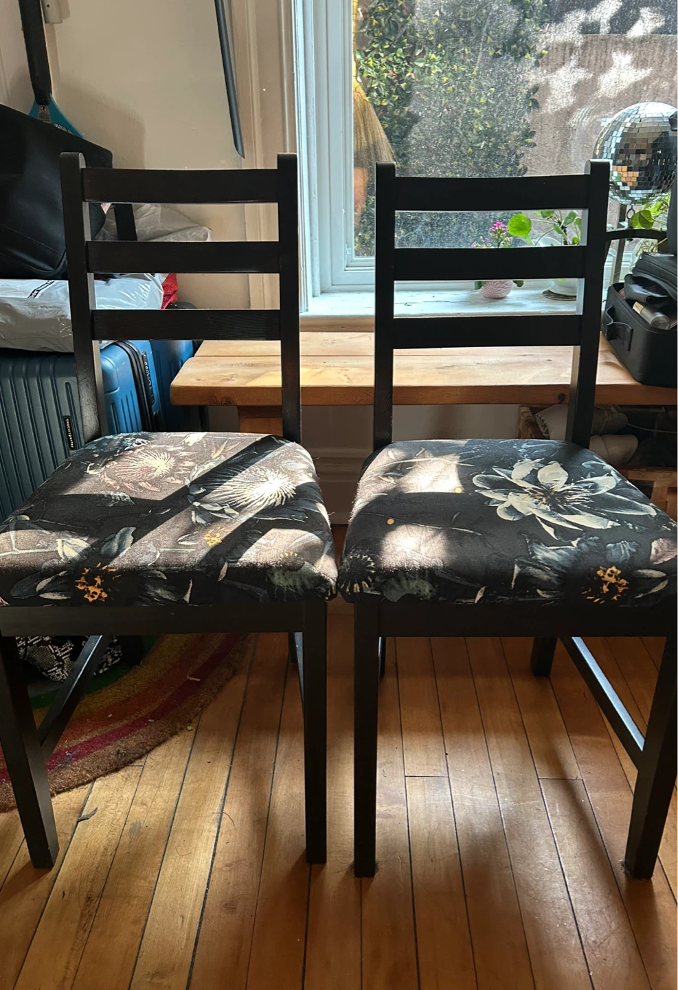 Set of 2 Dark Upholstered Dining Chairs