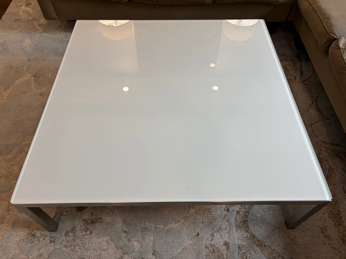 White Square Glass Coffee Table