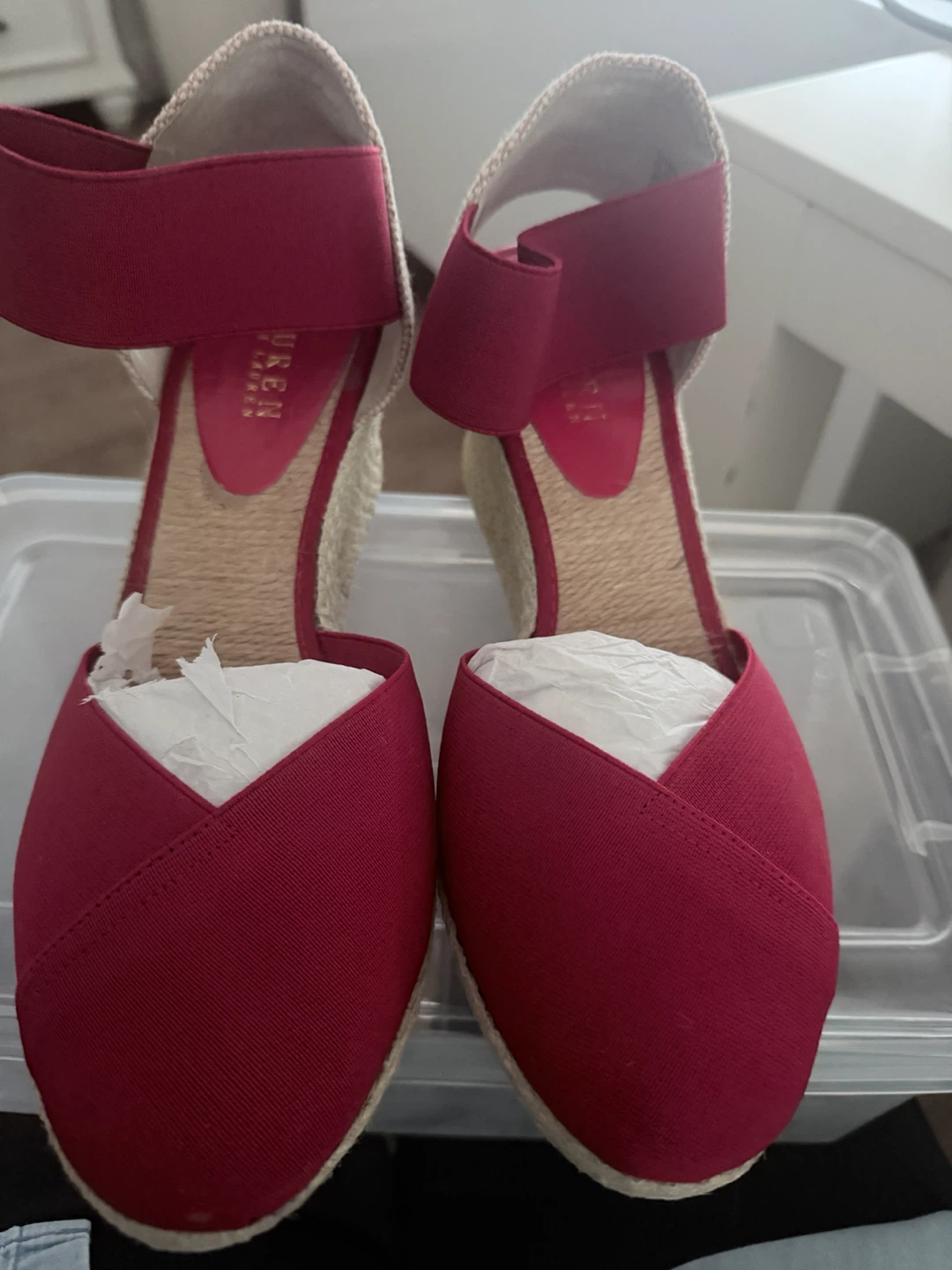 Lauren Ralph Lauren Red Wedge Espadrilles