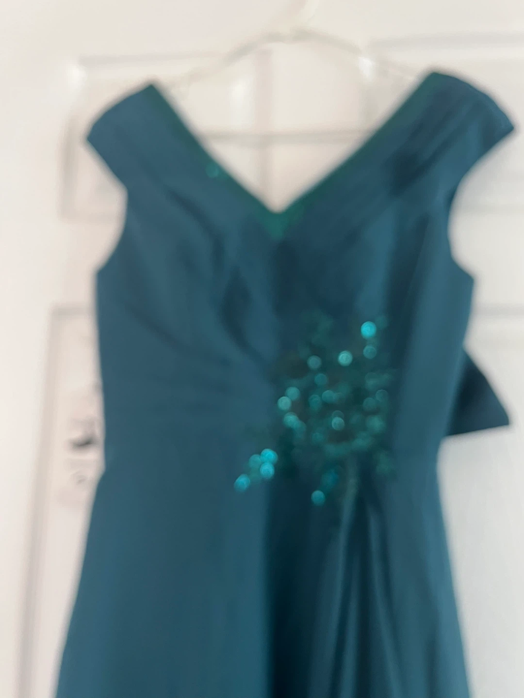 Teal V-Neck Sequined Dress