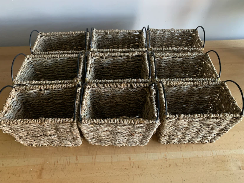 Set of 9 Woven Sea Grass Baskets