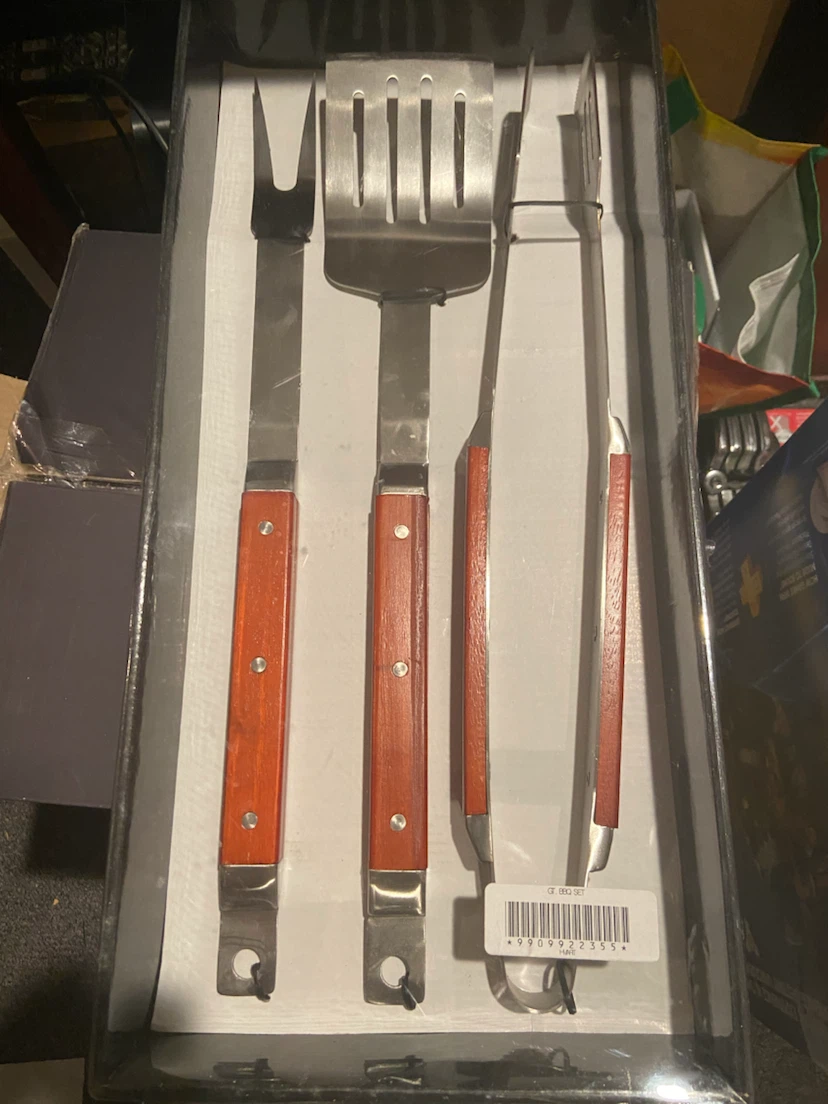 3-Piece BBQ Tool Set with Wooden Handles - photo 3