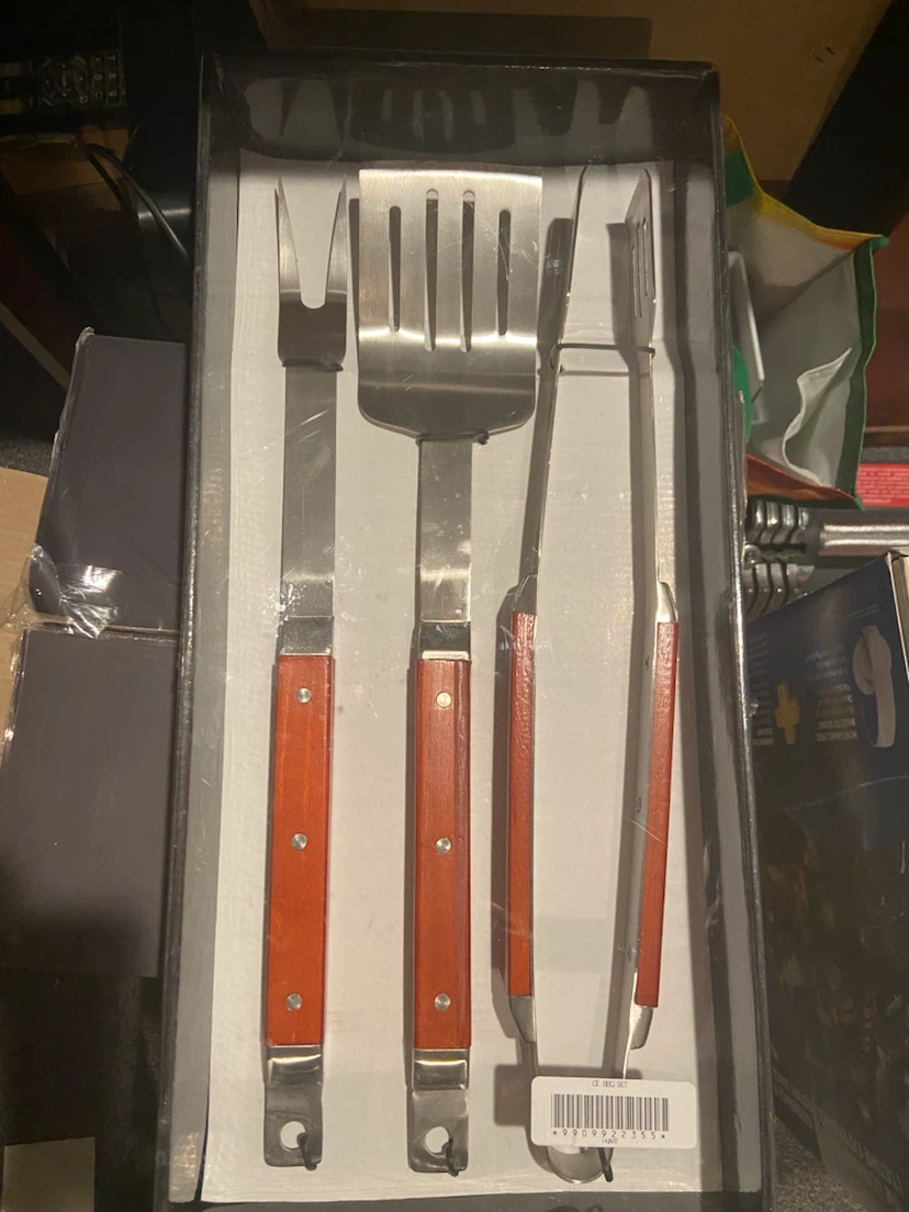 3-Piece BBQ Tool Set with Wooden Handles - photo 4