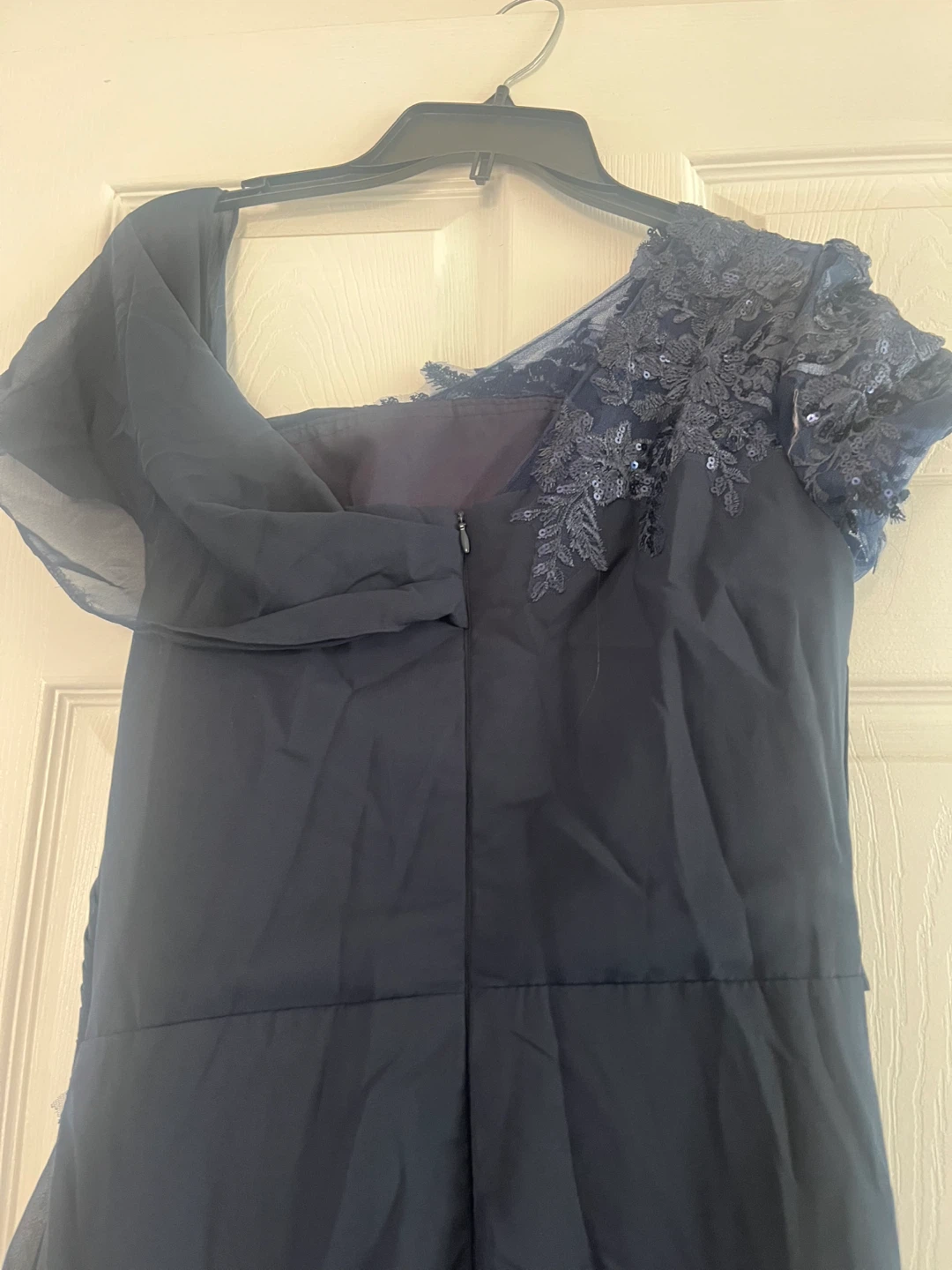 Navy Blue Off-the-Shoulder Formal Dress