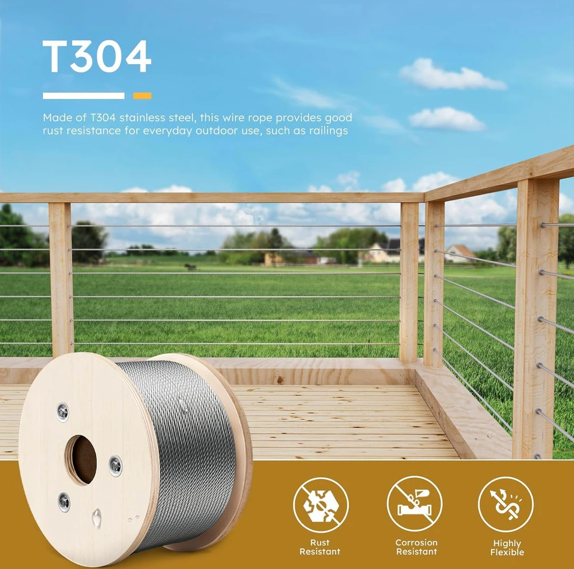 T304 Stainless Steel Wire Rope 500ft - photo 4