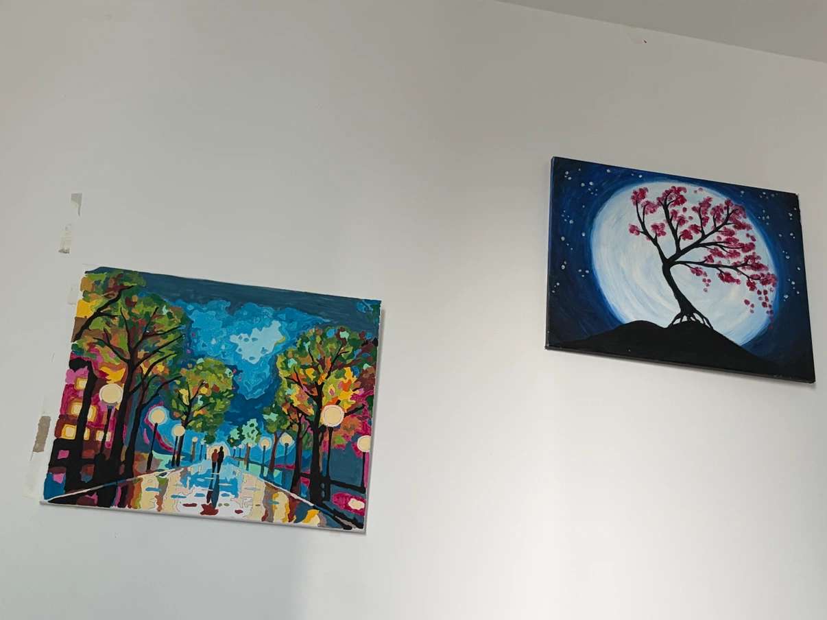 Abstract Painting of Couple on Rainy Street - photo 2