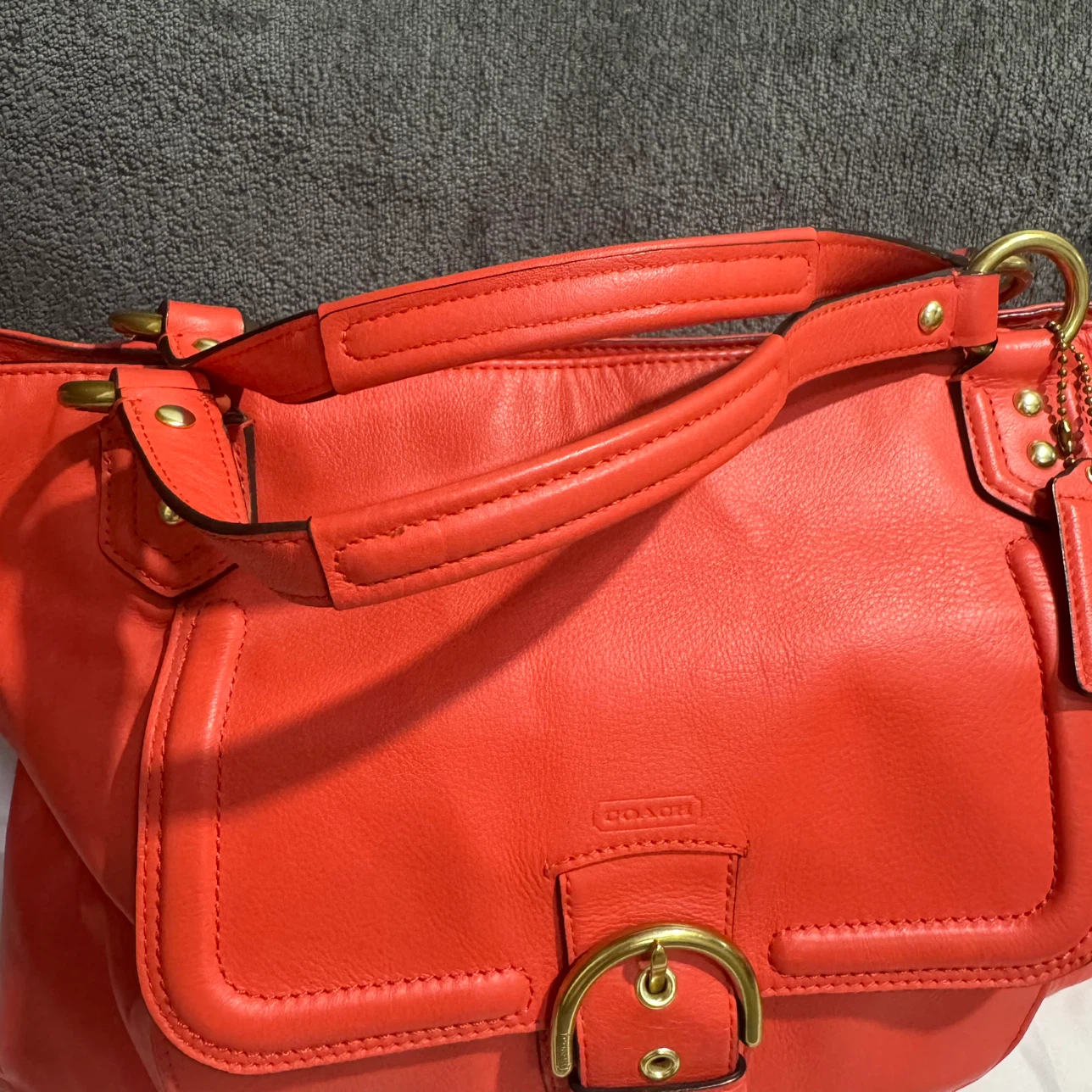 Authentic Coach Red Leather Tote Bag with Shoulder Strap - photo 3