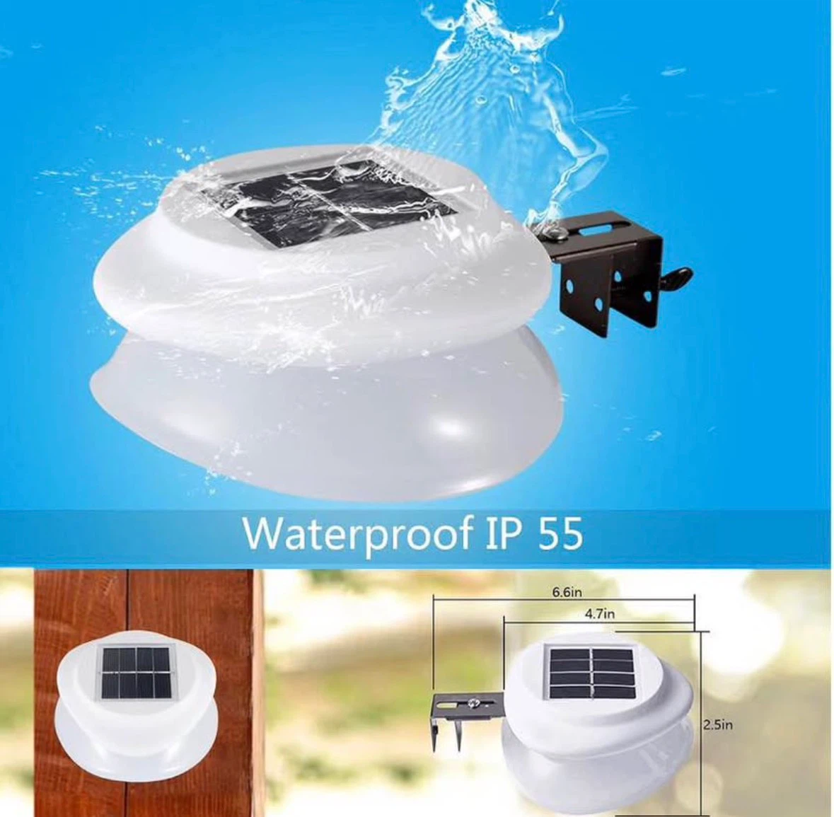 Solar Gutter Lights Outdoor, 9 LED Super Bright, Waterproof - photo 5