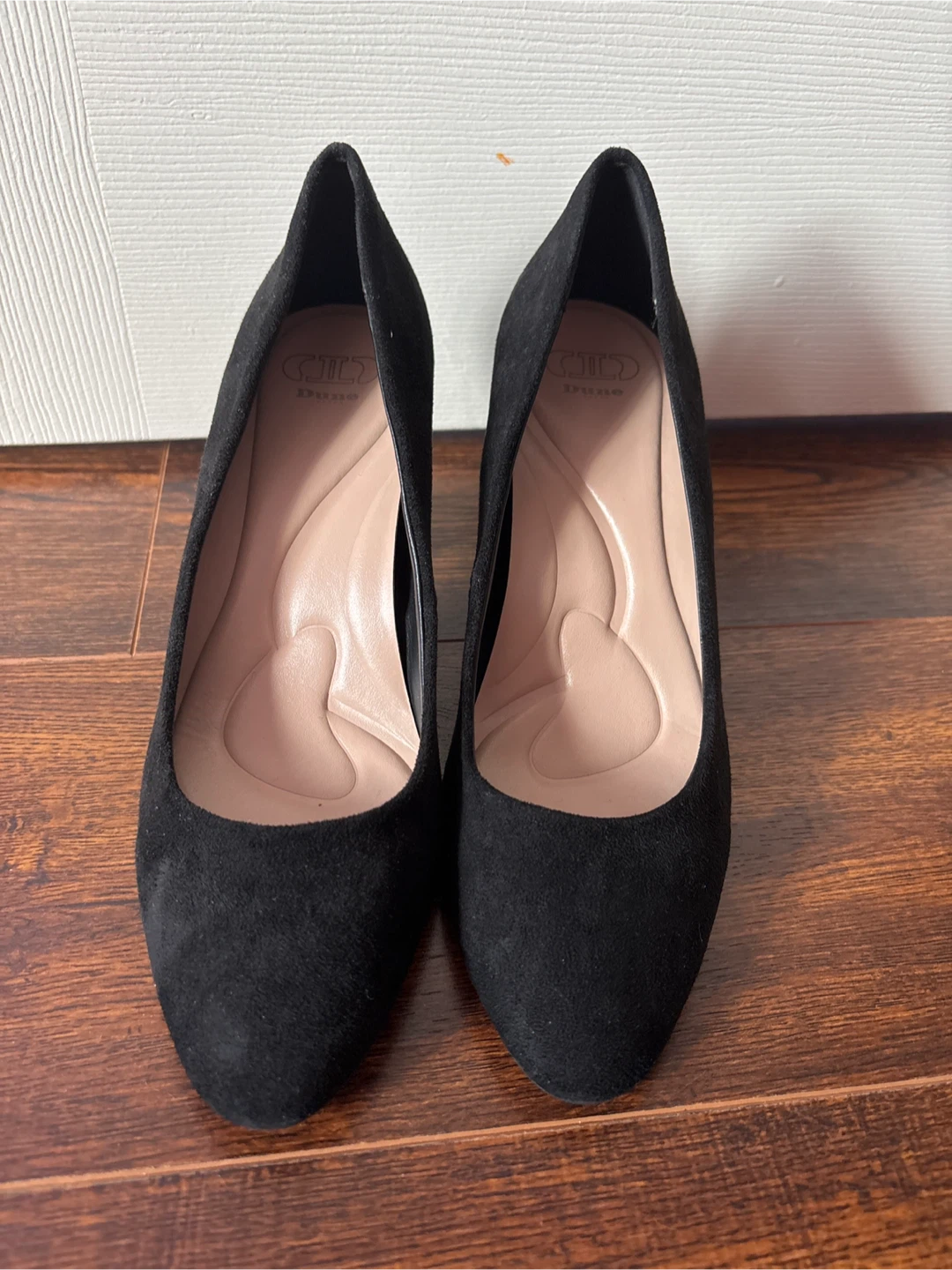 Dune London Black Suede Heels