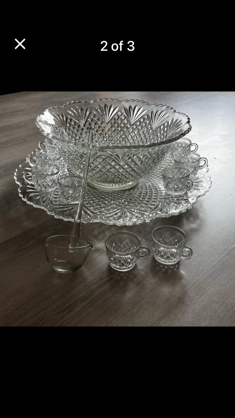 Vintage glass Punch Bowl Set - photo 2