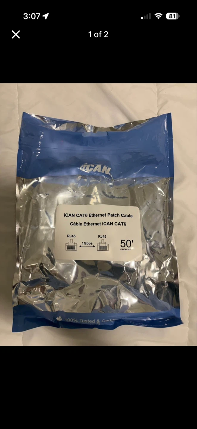 iCAN CAT6 Ethernet Patch Cable - 50'