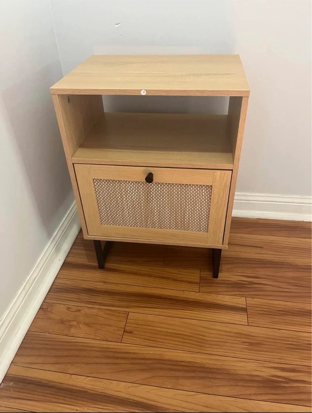 Wood Nightstand with Drawer and Shelf