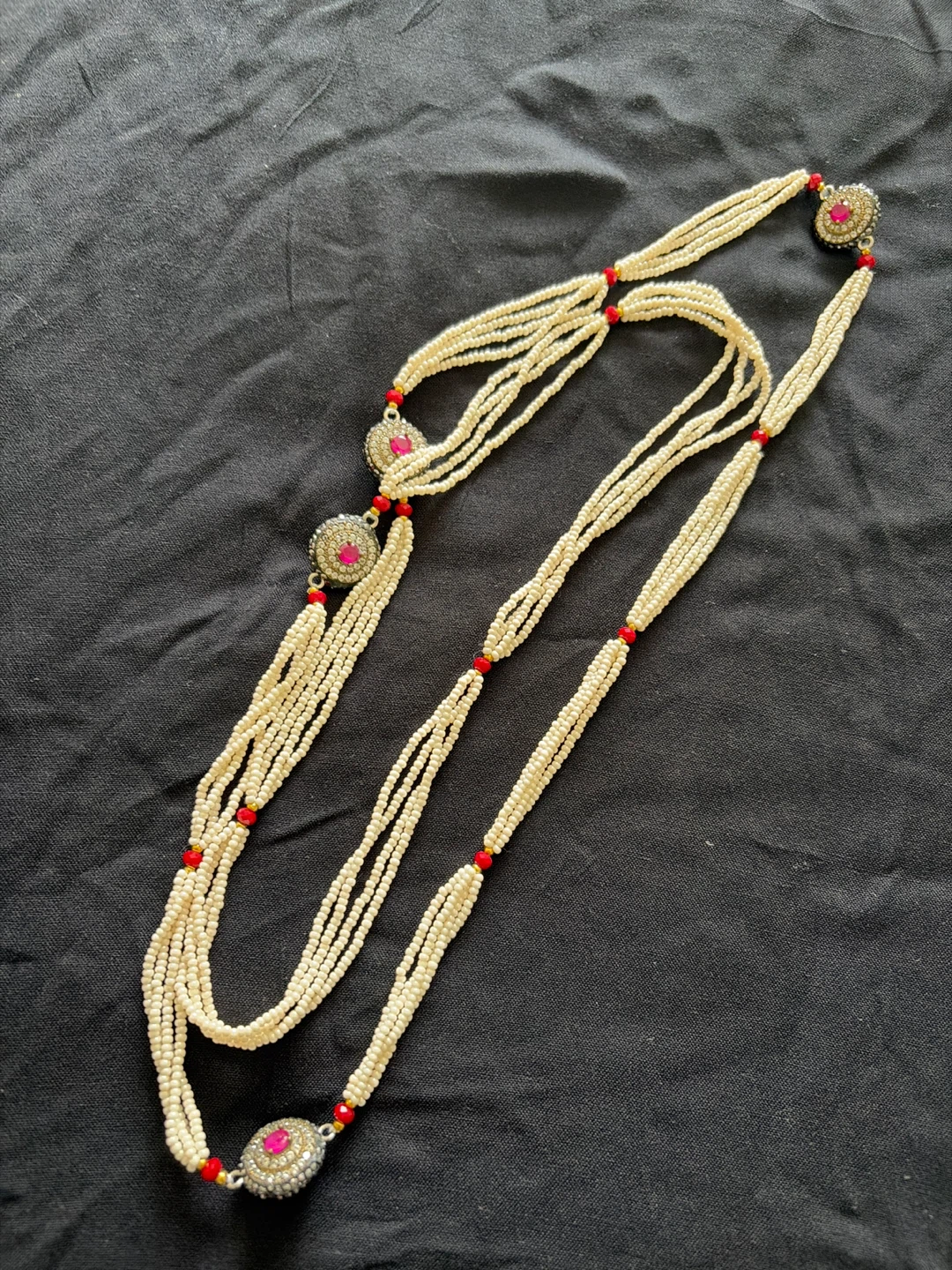 Beautiful pearl and ruby necklace/mala