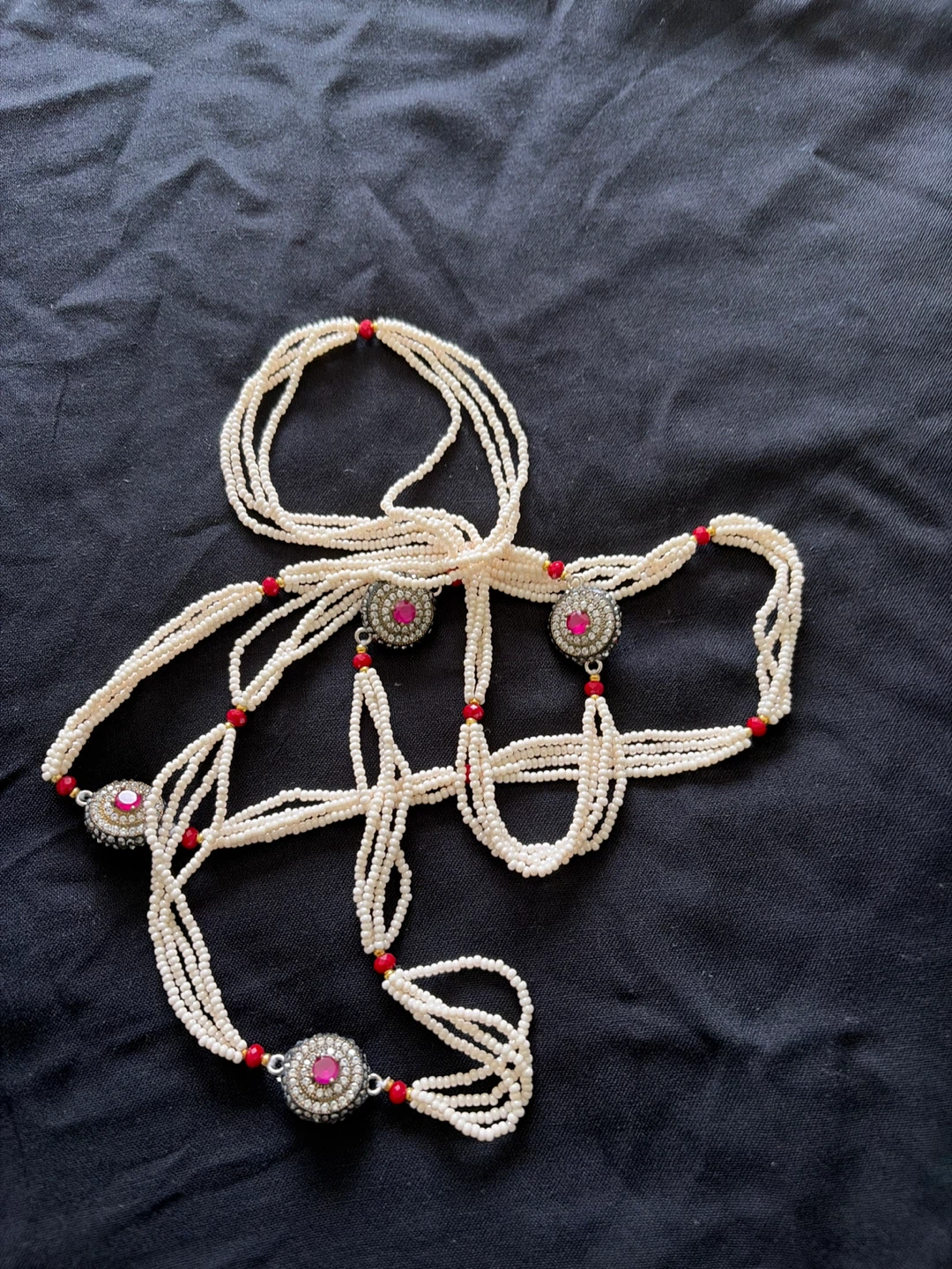 Beautiful pearl and ruby necklace/mala - photo 3