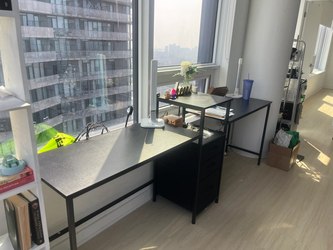 Black Double Desk with 3 Drawers & LED lights - photo 2