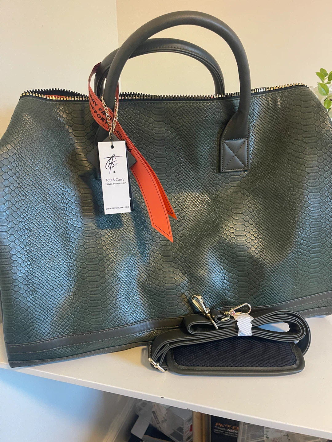 Tote&Carry Green Snake Print Backpack