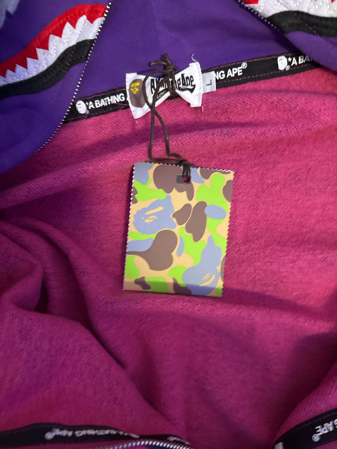 A Bathing Ape Shark Hoodie Purple Camo - photo 2