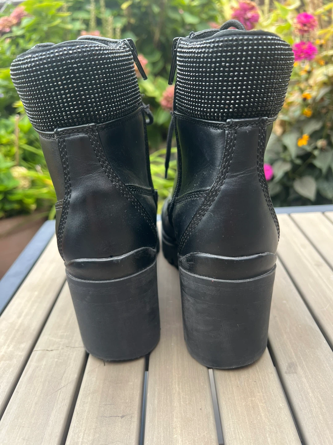 Black lace-up block heel boots size 10 - photo 4