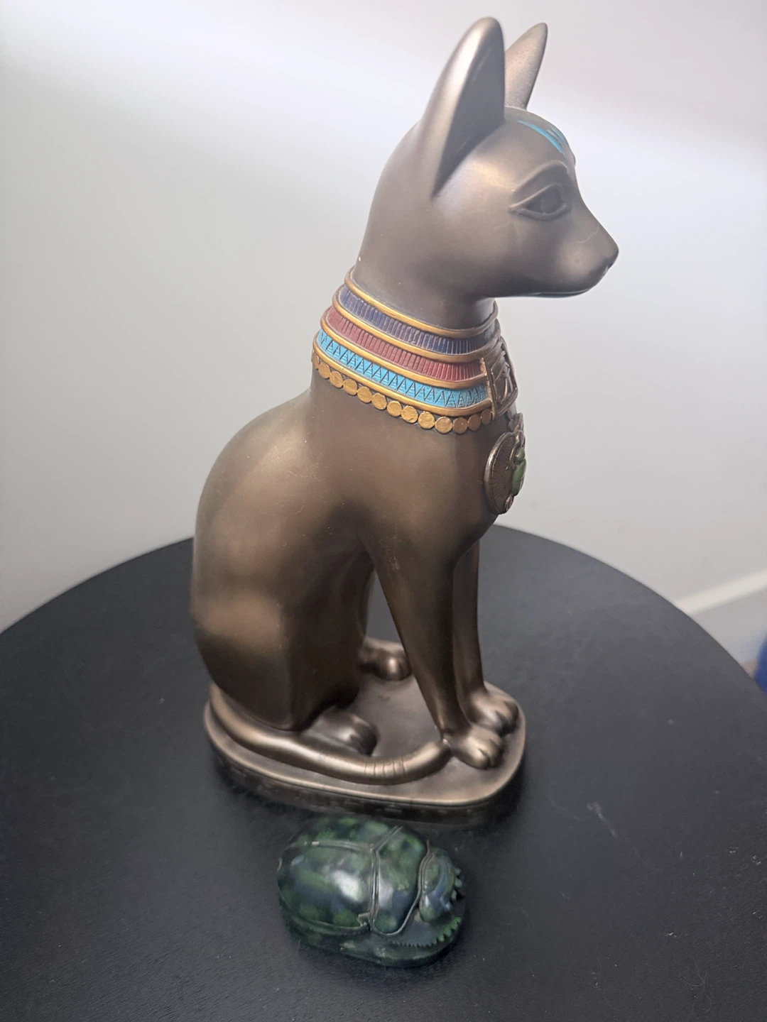 Egyptian Bastet Cat Statue and Scarab Figurine Set - photo 4