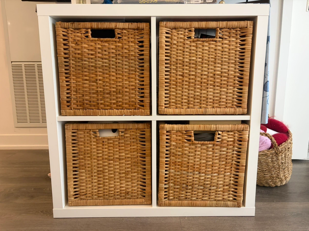 Ikea Kallax - White Cube Storage Unit with 4 Wicker Baskets - photo 2