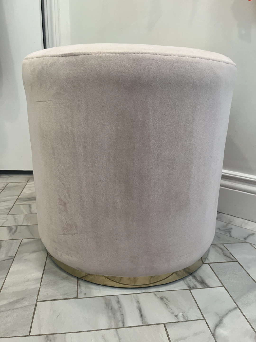 Light Pink Velvet Round Ottoman