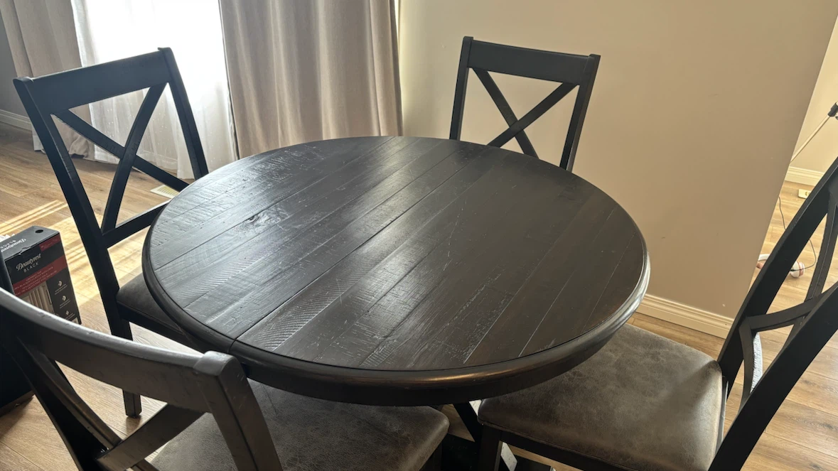Black Round Dining Table and 4 Chairs - photo 2