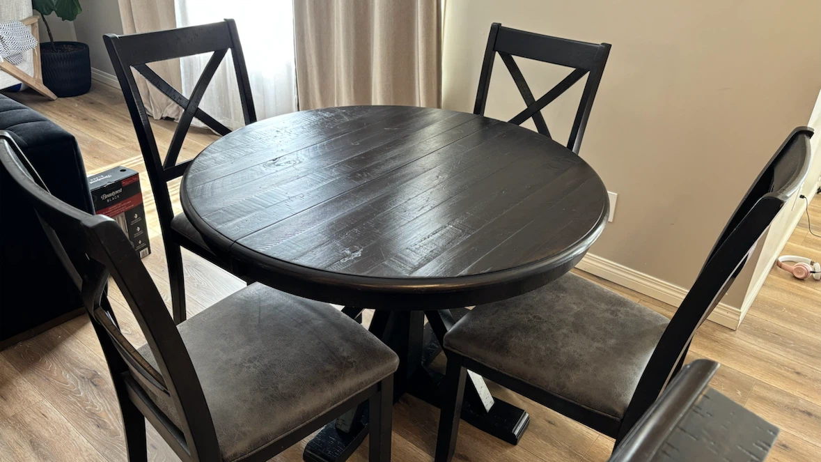 Black Round Dining Table and 4 Chairs - photo 3