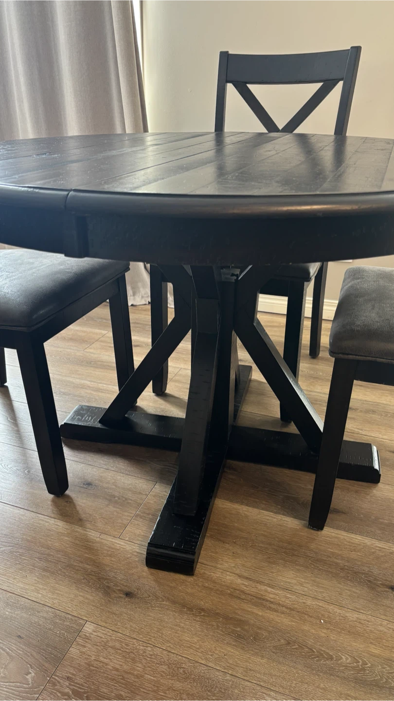 Black Round Dining Table and 4 Chairs - photo 4
