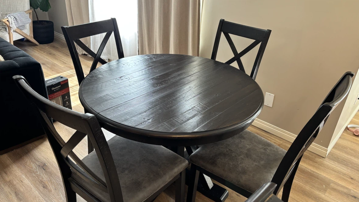 Black Round Dining Table and 4 Chairs - photo 5