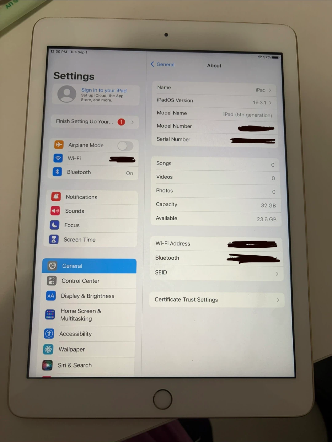 Apple iPad 5th Generation 32GB Gold (wifi only)