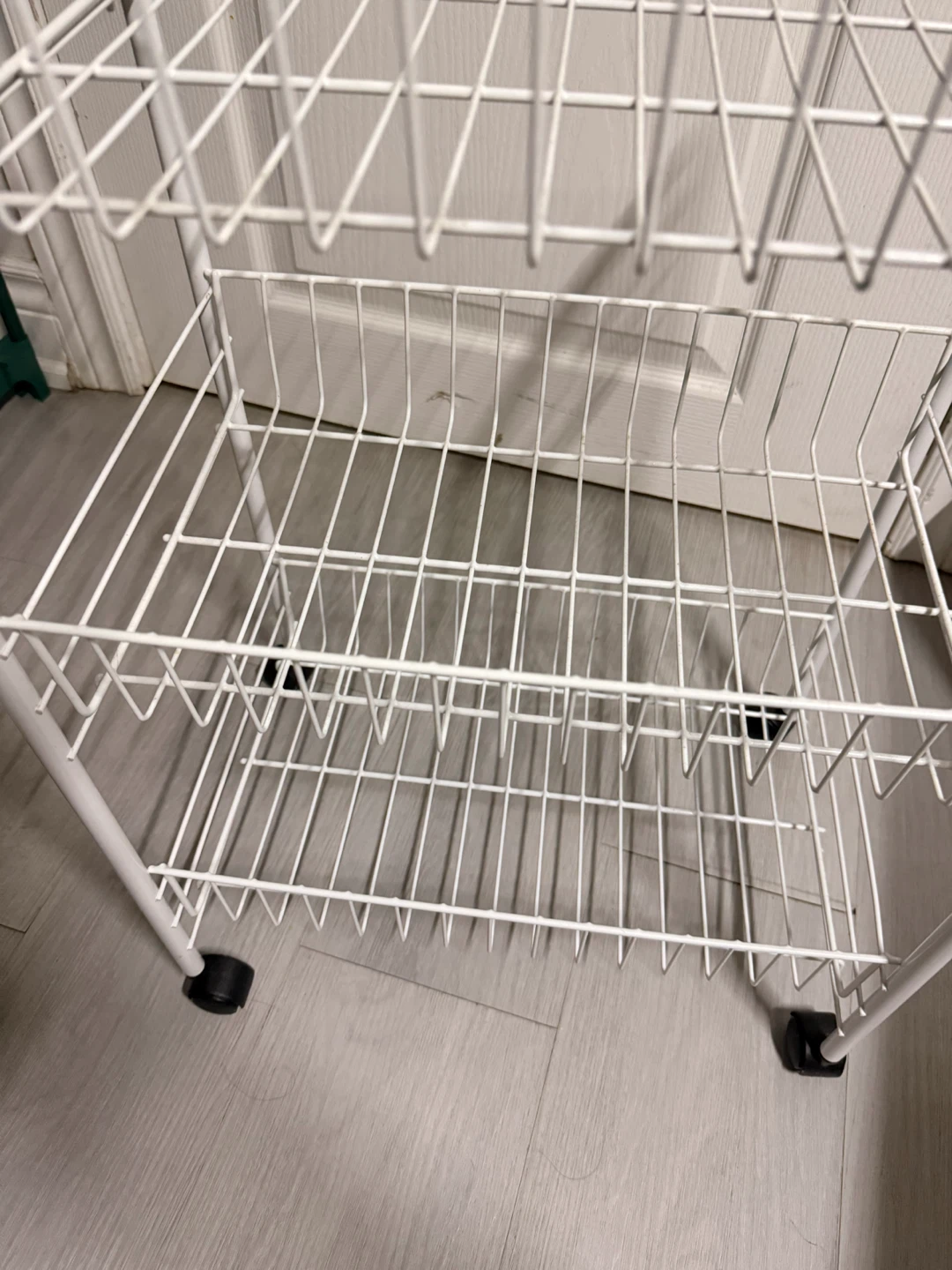 Three-Tier White Wire Rolling Cart - photo 3
