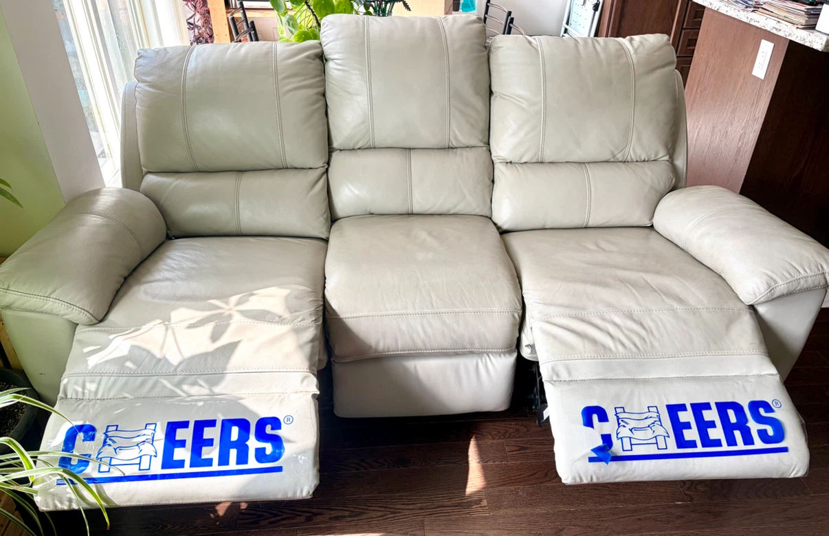 Cheers Cream Leather 3-Seater Recliner Sofa - photo 2