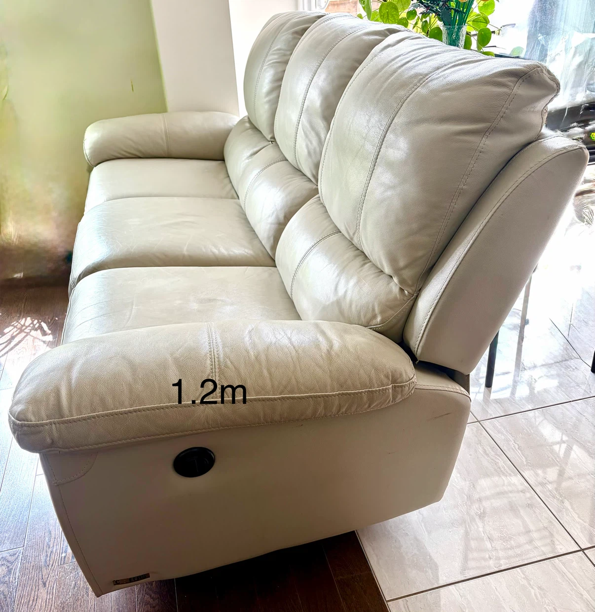 Cheers Cream Leather 3-Seater Recliner Sofa - photo 3