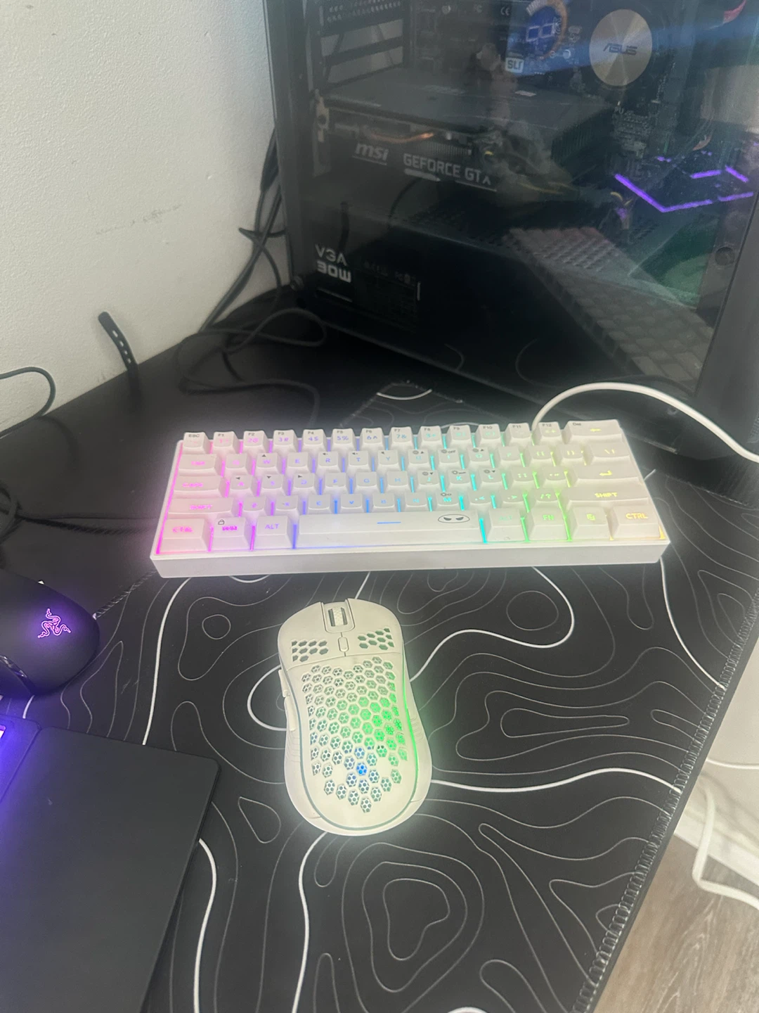 Wired 60% creamy sounding keyboard wireless honeycomb mouse