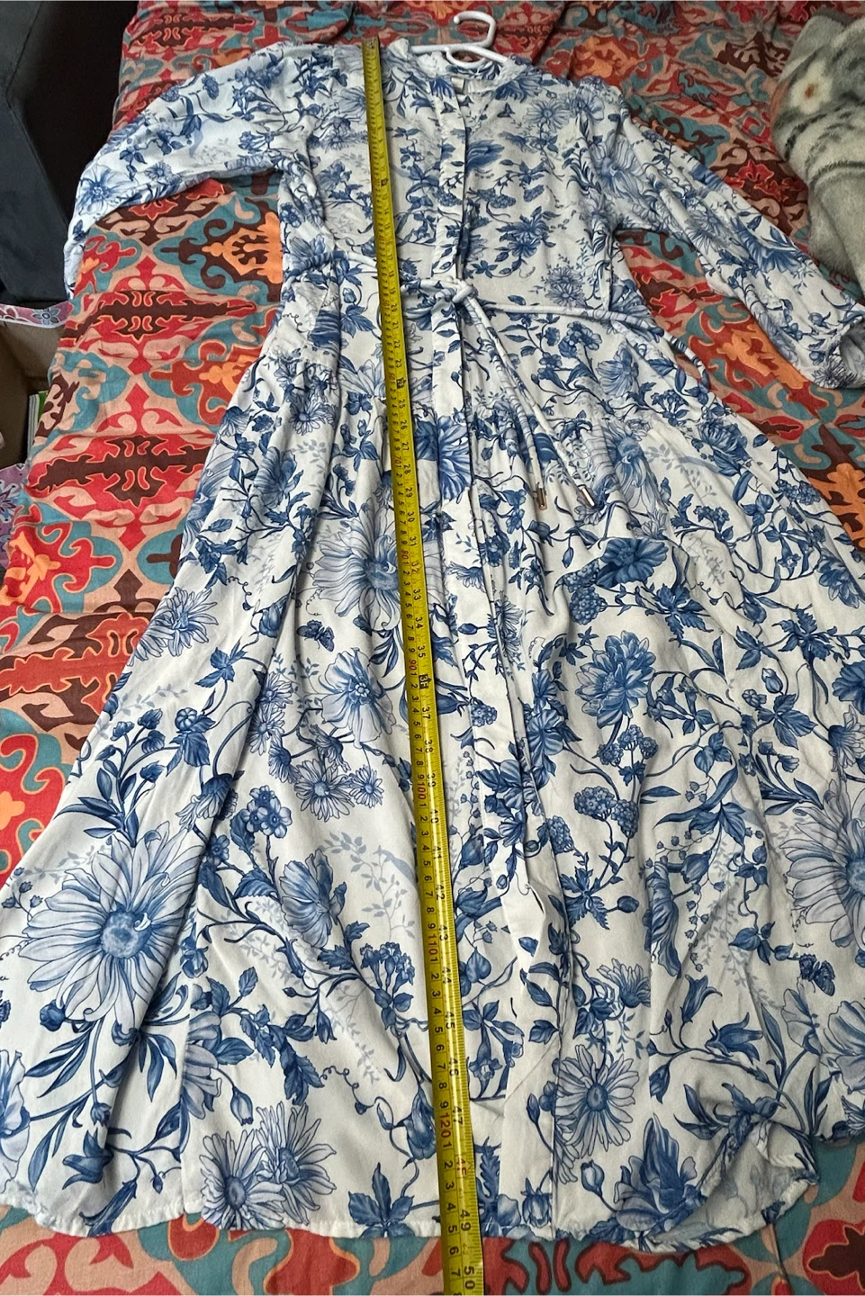 H&M Blue Floral Long Sleeve Midi Dress - photo 5