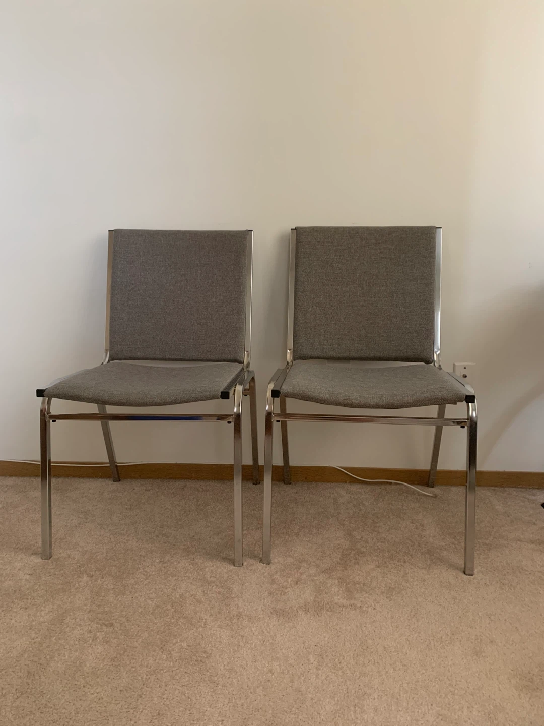 Set of Two Grey Upholstered Chairs