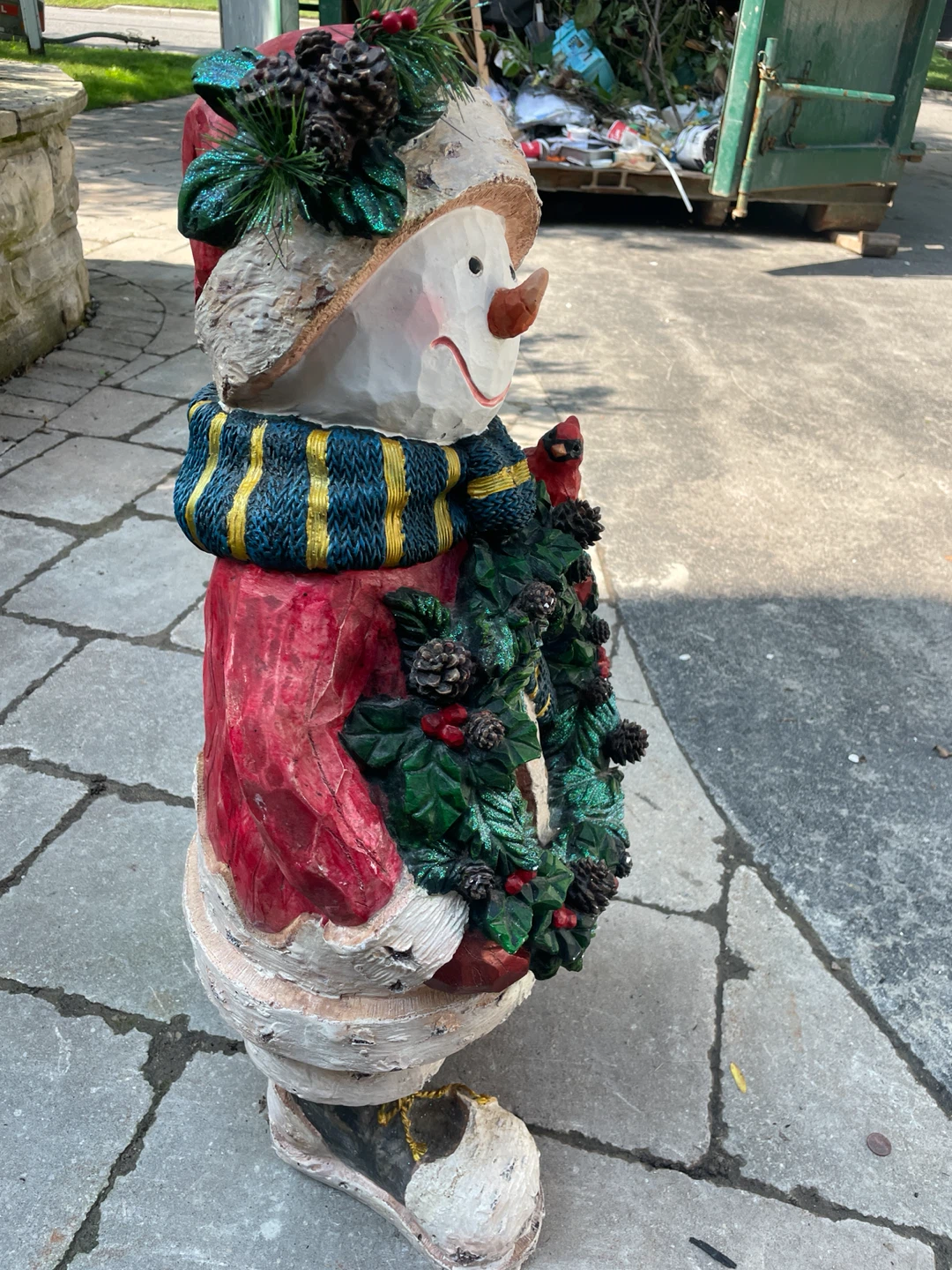 Wooden Snowman Decoration with Wreath - photo 2