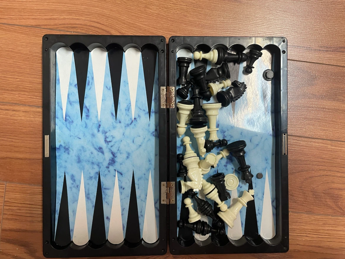 2-in-1 Chess and Backgammon Game Board