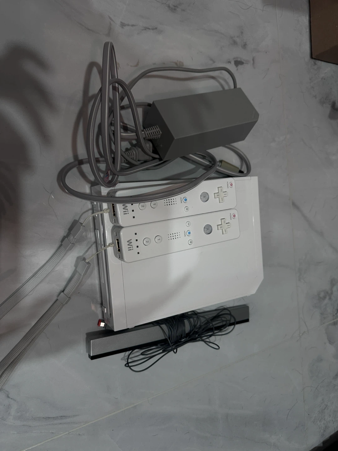 Nintendo Wii Console with Controllers and Sensor Bar