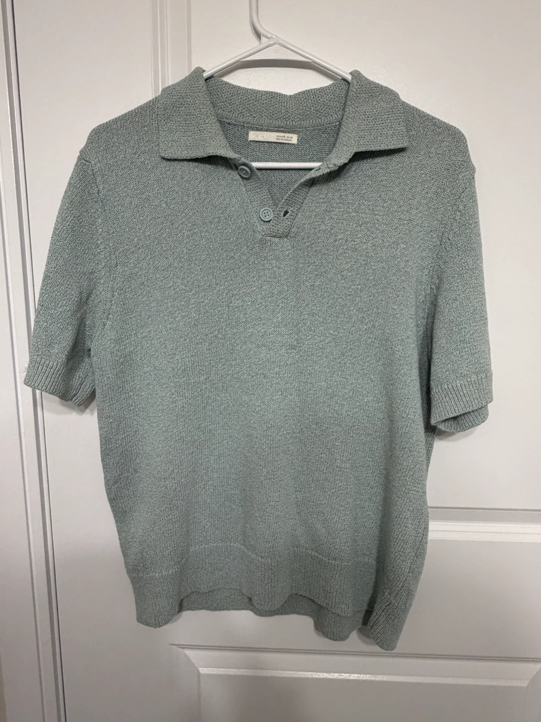 Zara Short Sleeve Cotton Knit Polo Shirt