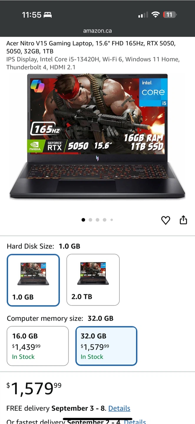 Acer Nitro V15 Gaming Laptop 15.6"