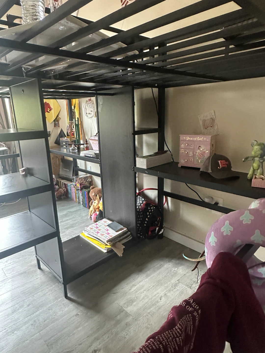 Bellemave Twin Over Twin Loft Bed with Desk and Wardrobe - Black - photo 3