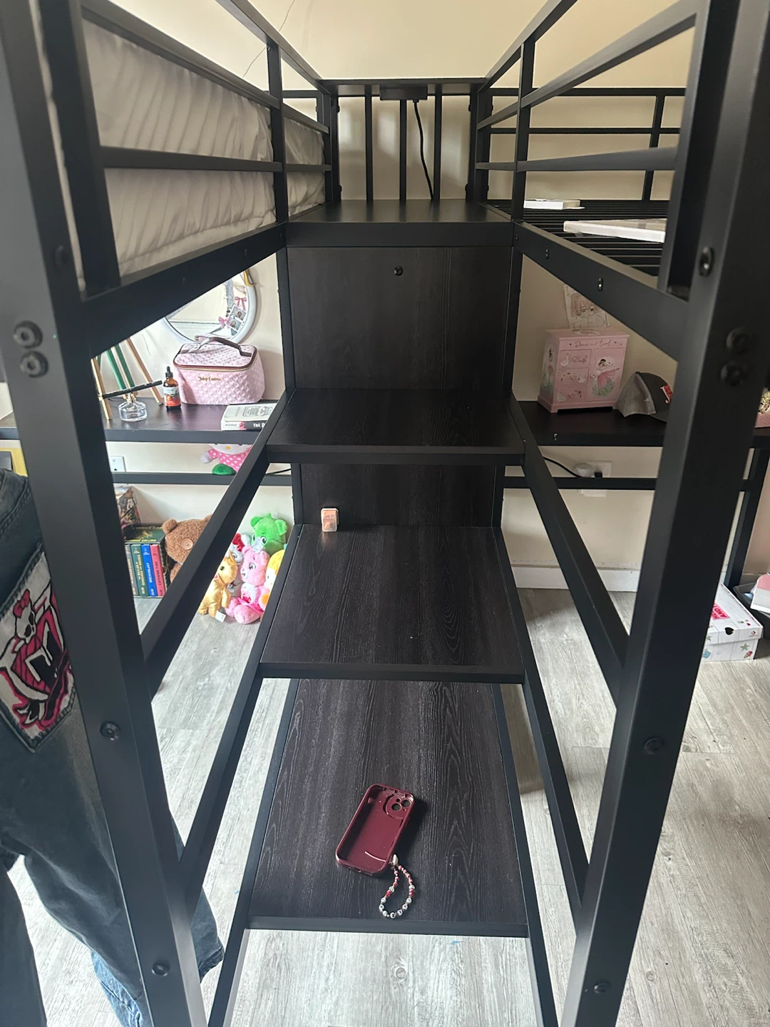 Bellemave Twin Over Twin Loft Bed with Desk and Wardrobe - Black - photo 5