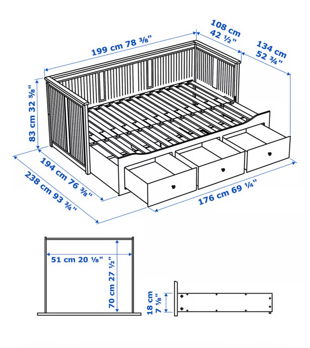 IKEA hemnes day bed with 3 drawers - photo 2