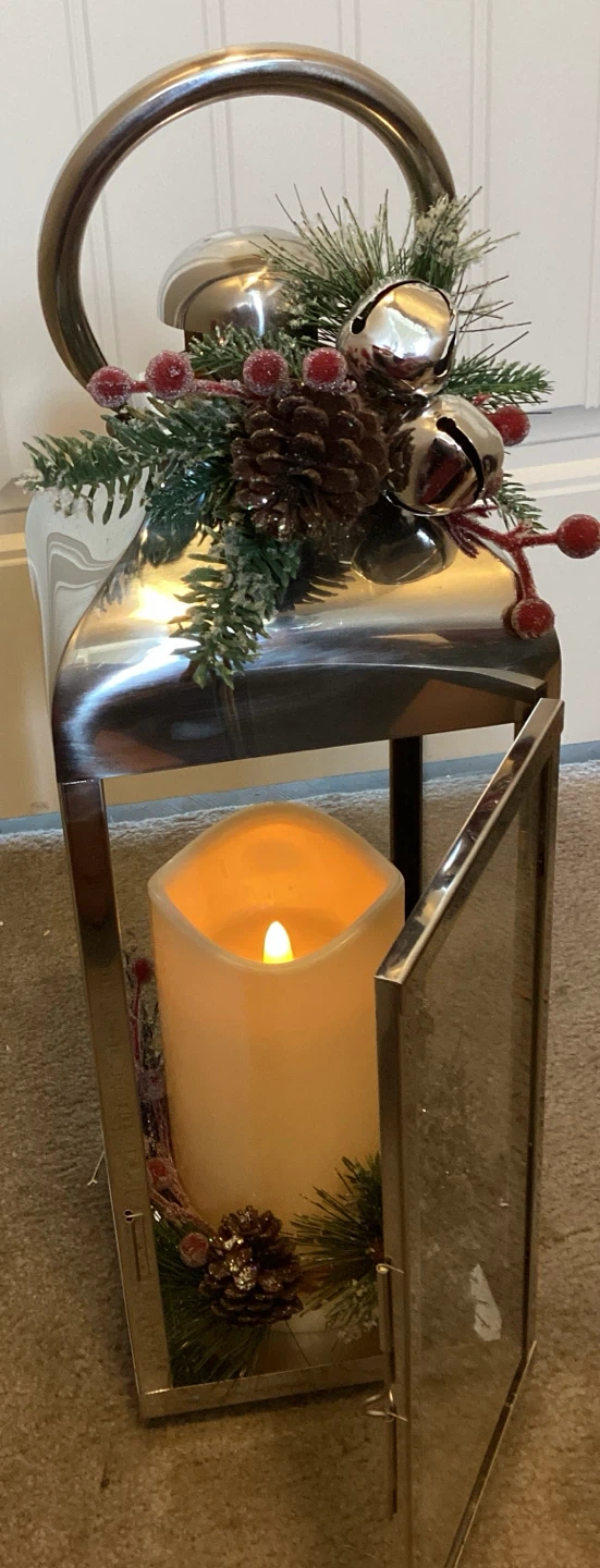 Stainless Steel Lantern with Flickering LED Candle - photo 3