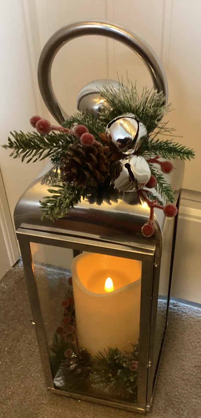 Stainless Steel Lantern with Flickering LED Candle - photo 4