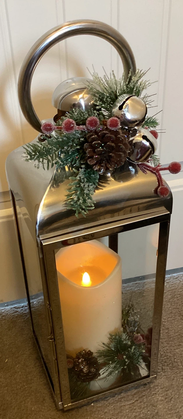 Stainless Steel Lantern with Flickering LED Candle - photo 5