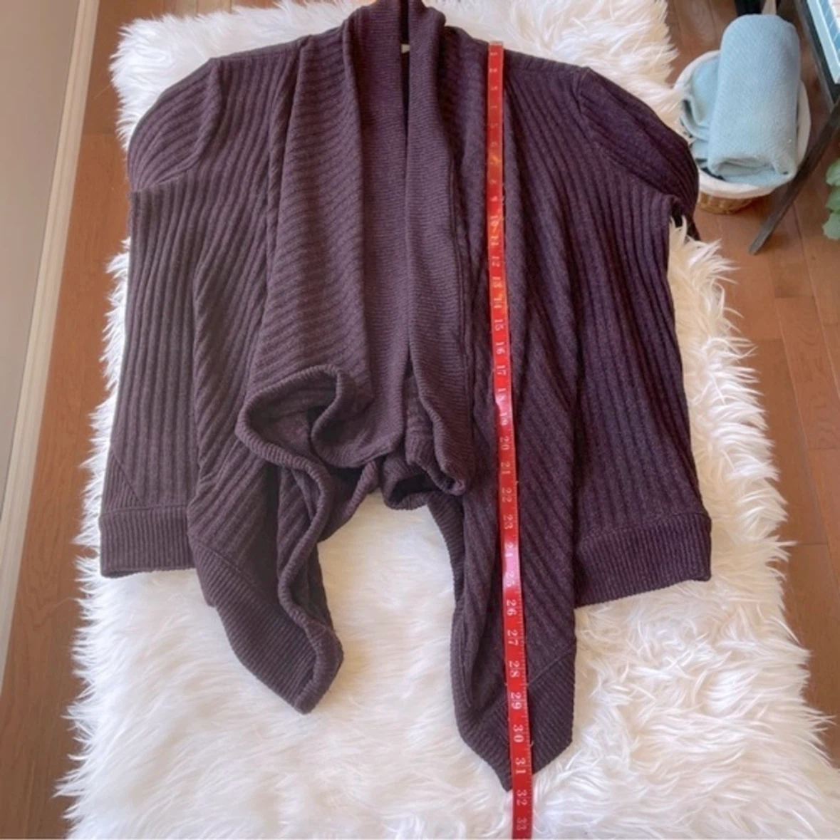 Athleta Tiburon Ribbed Knit Waterfall Cardigan Purple Size M EUC - photo 4