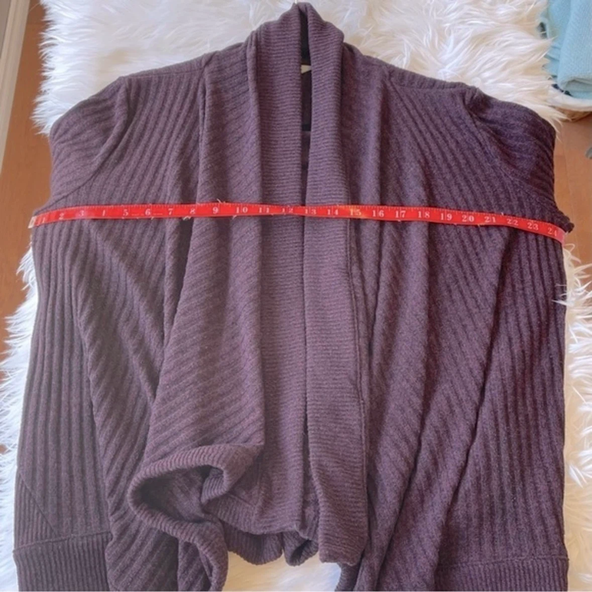 Athleta Tiburon Ribbed Knit Waterfall Cardigan Purple Size M EUC - photo 5
