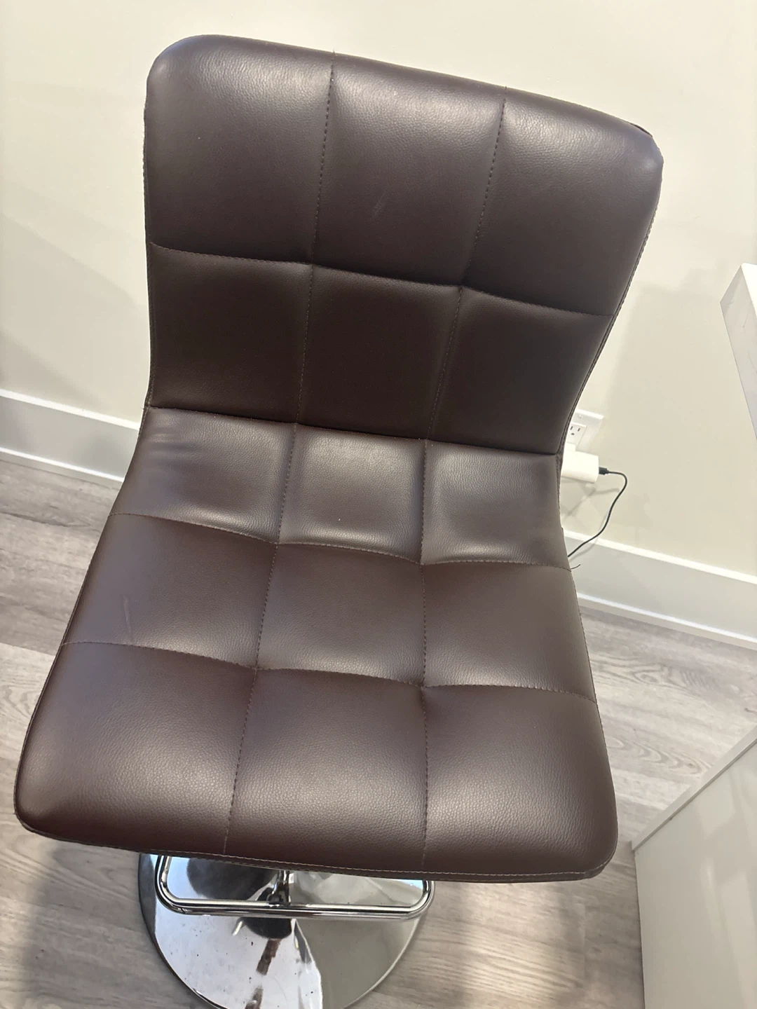 Set of Two Brown Faux Leather Bar Stools - photo 2